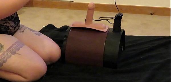  hot pregnant teen rides the sybian till she cums - ride on sex machine - very powerfull